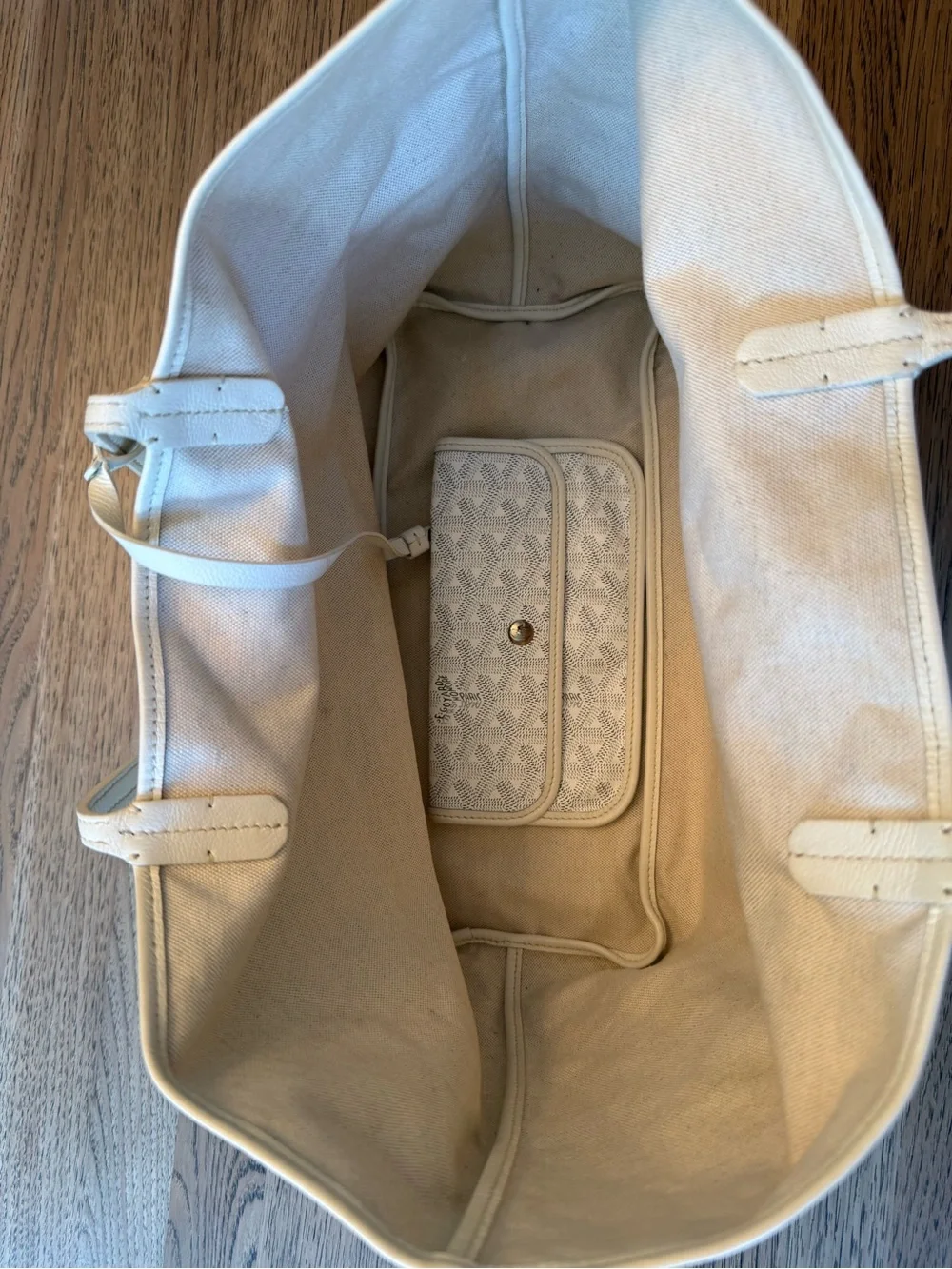 Goyard Cream White St. Louis PM Canvas Tote
